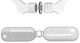 Bilden visar hur två petflaskor kopplas samman. Illustration.