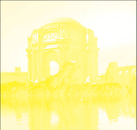 Bild av monument färgseparerad i gult. Foto.