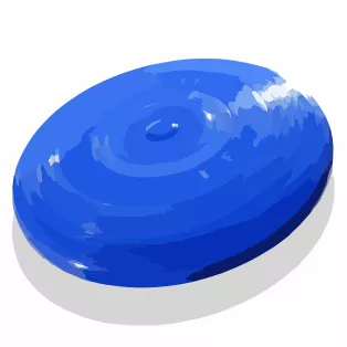 Bild av blå frisbee. Foto.